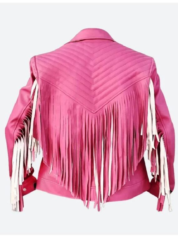 A Minecraft Movie 2025 Jason Momoa Pink Fringe Jacket