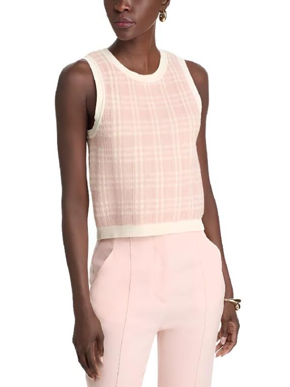 Access Daily 2025 Kit Hoover Pink Plaid Knit Sweater Vest
