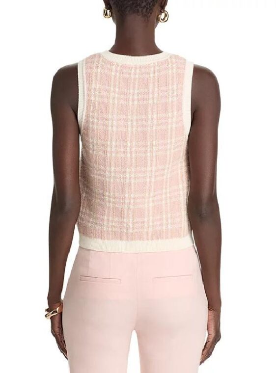 Access Daily 2025 Kit Hoover Pink Plaid Knit Sweater Vest