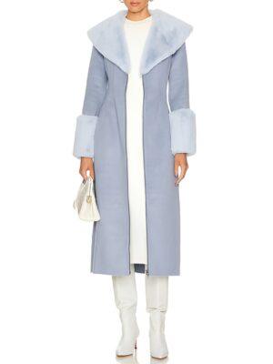 Access Hollywood 2025 Emily Orozco Blue Fur Collar Coat