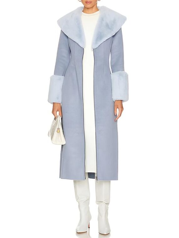 Access Hollywood 2025 Emily Orozco Blue Fur Collar Coat