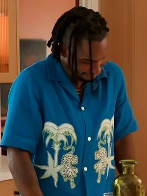Access Hollywood Scott Evans Blue Embroidered Shirt
