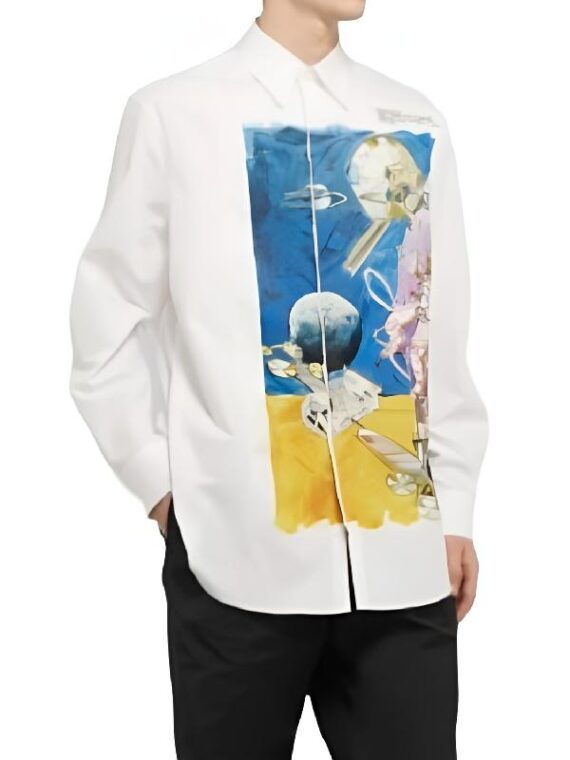 Access Hollywood Scott Evans White Space Print Shirt