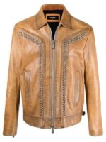 American Idol S23 Luke Bryan Brown Studded Leather Jacket