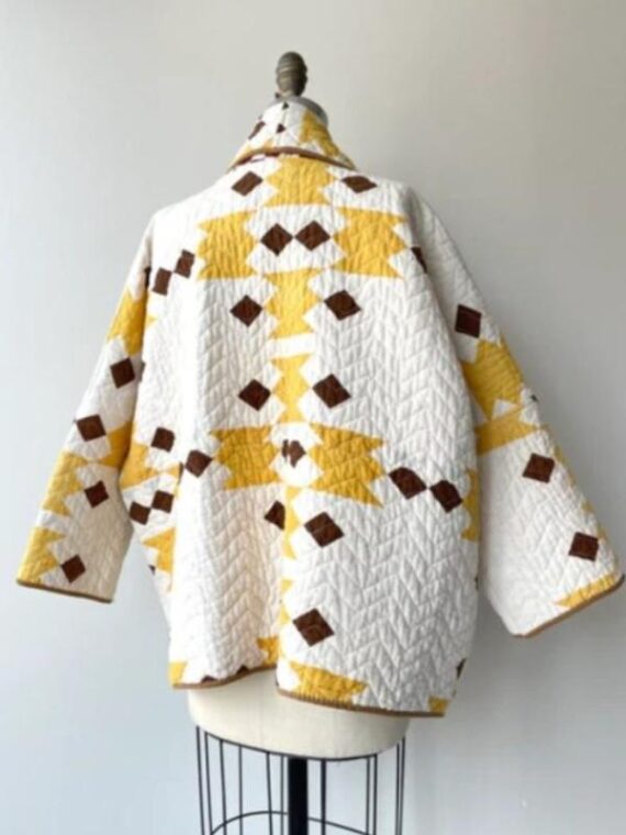 The Parenting 2025 Parker Posey Yellow & White Quilted Coat