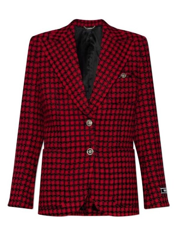 Elsbeth S2 Carrie Preston Red Checkered Tweed Blazer