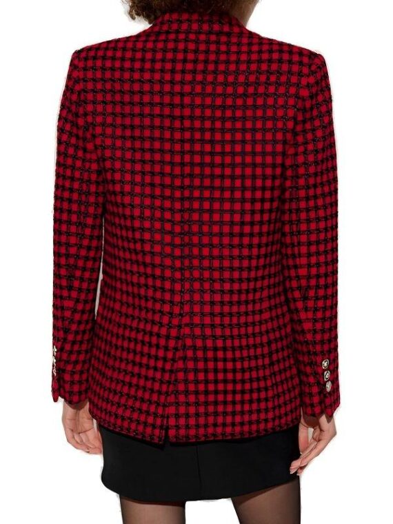Elsbeth S2 Carrie Preston Red Checkered Tweed Blazer
