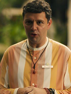 The White Lotus S3 Christian Friedel Orange Striped Shirt