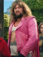 A Minecraft Movie 2025 Jason Momoa Pink Fringe Jacket