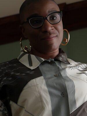 9-1-1 S08 Aisha Hinds Leaves Print Bowling Shirt