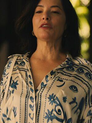 The White Lotus S03 Parker Posey Printed Mini Shirt Dress