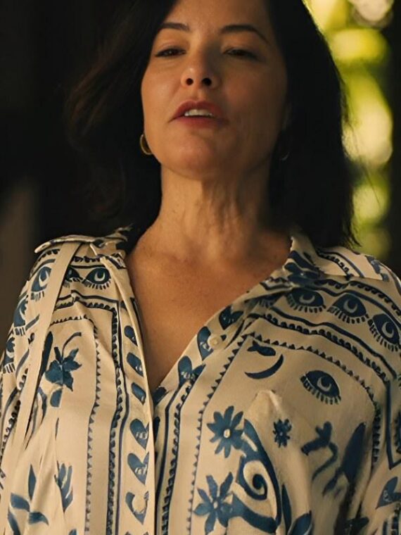The White Lotus S03 Parker Posey Printed Mini Shirt Dress