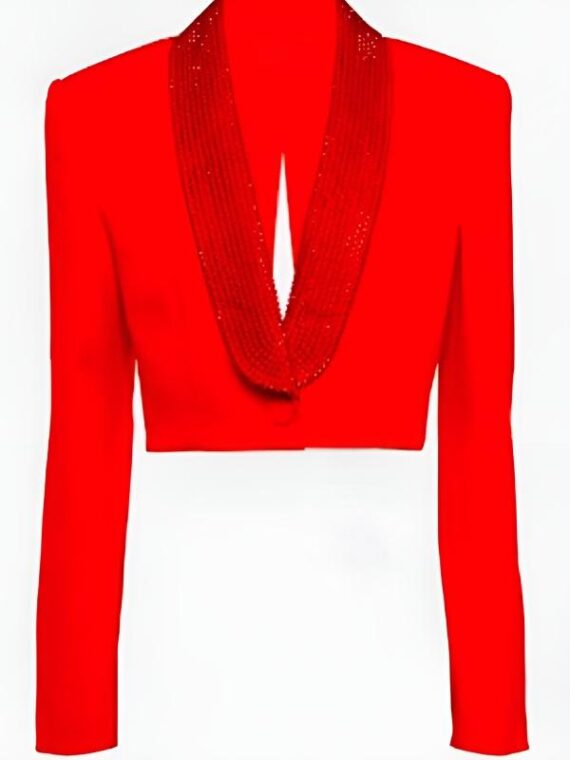 Ransom Canyon 2025 Meta Golding Red Embellished Blazer