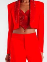 Ransom Canyon 2025 Meta Golding Red Embellished Blazer