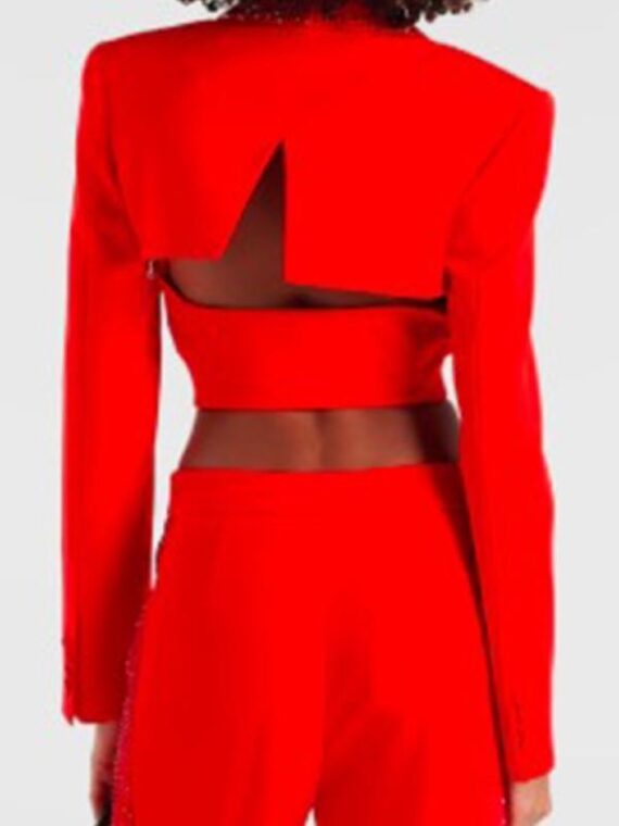 Ransom Canyon 2025 Meta Golding Red Embellished Blazer