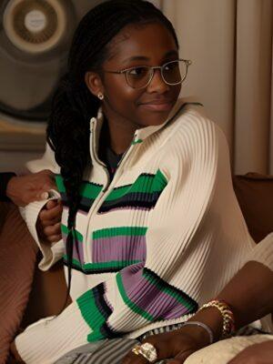 Will Trent S3 Kyrie McAlpin Striped Half Zip Sweater