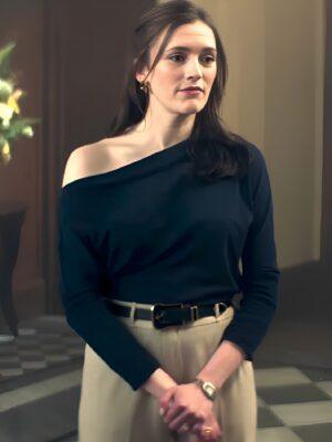 YOU S5 Charlotte Ritchie Blue Off-the-Shoulder Top