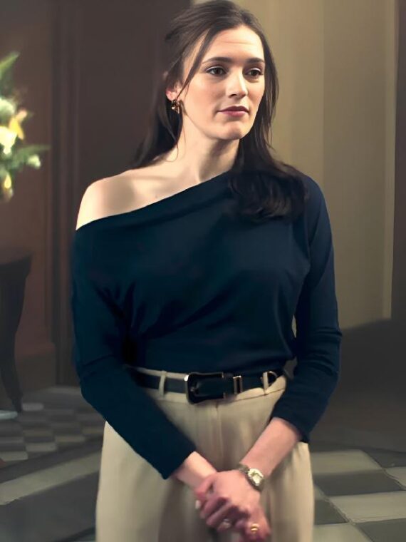 YOU S5 Charlotte Ritchie Blue Off-the-Shoulder Top