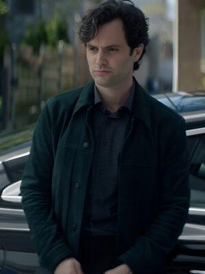 YOU S5 Penn Badgley Green Suede Jacket