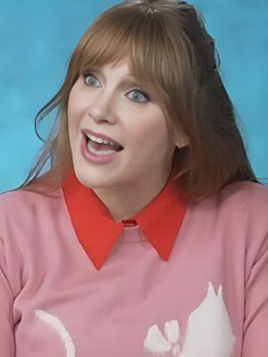 Access Hollywood 2025 Bryce Dallas Howard Pink Cat Sweater