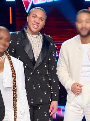 The Voice S27 Bryson Battle Black Pearl Embellished Blazer