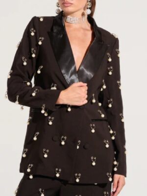 TV-Show The Voice S27 Bryson Battle Black Pearl Embellished Blazer for men and women