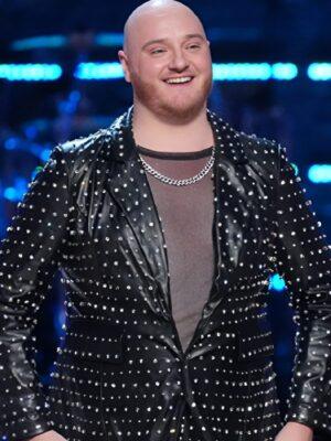 The Voice S27 Dan Kiernan Studded Black Leather Blazer