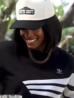 Access Daily 2025 Rachel Lindsay Black & White Stripe Sweatshirt