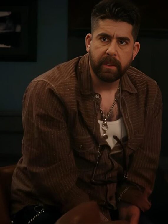 The Equalizer 2025 Harry Keshegian Brown Striped Shirt