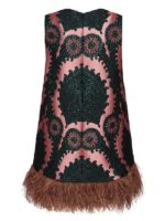 The View 2025 Sara Haines Pink Printed Feather Trim Top