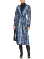 The Voice S27 Alanna Lynise Blue Snake Print Leather Coat