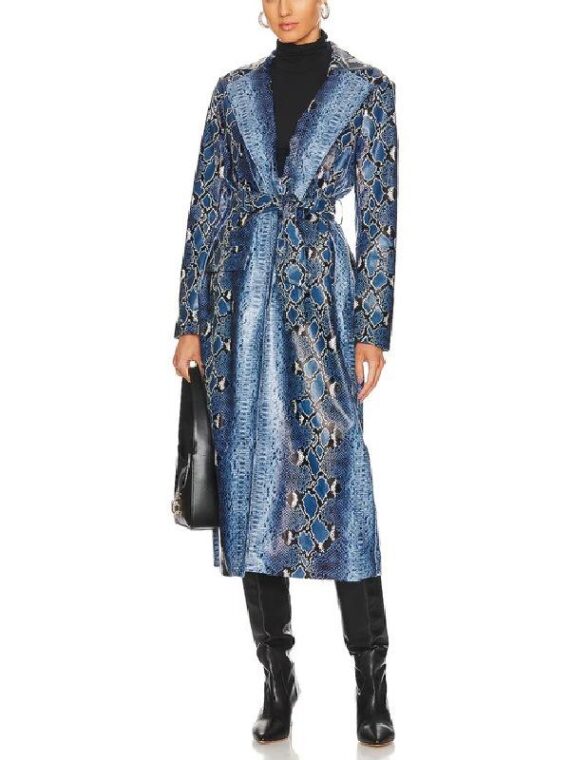The Voice S27 Alanna Lynise Blue Snake Print Leather Coat