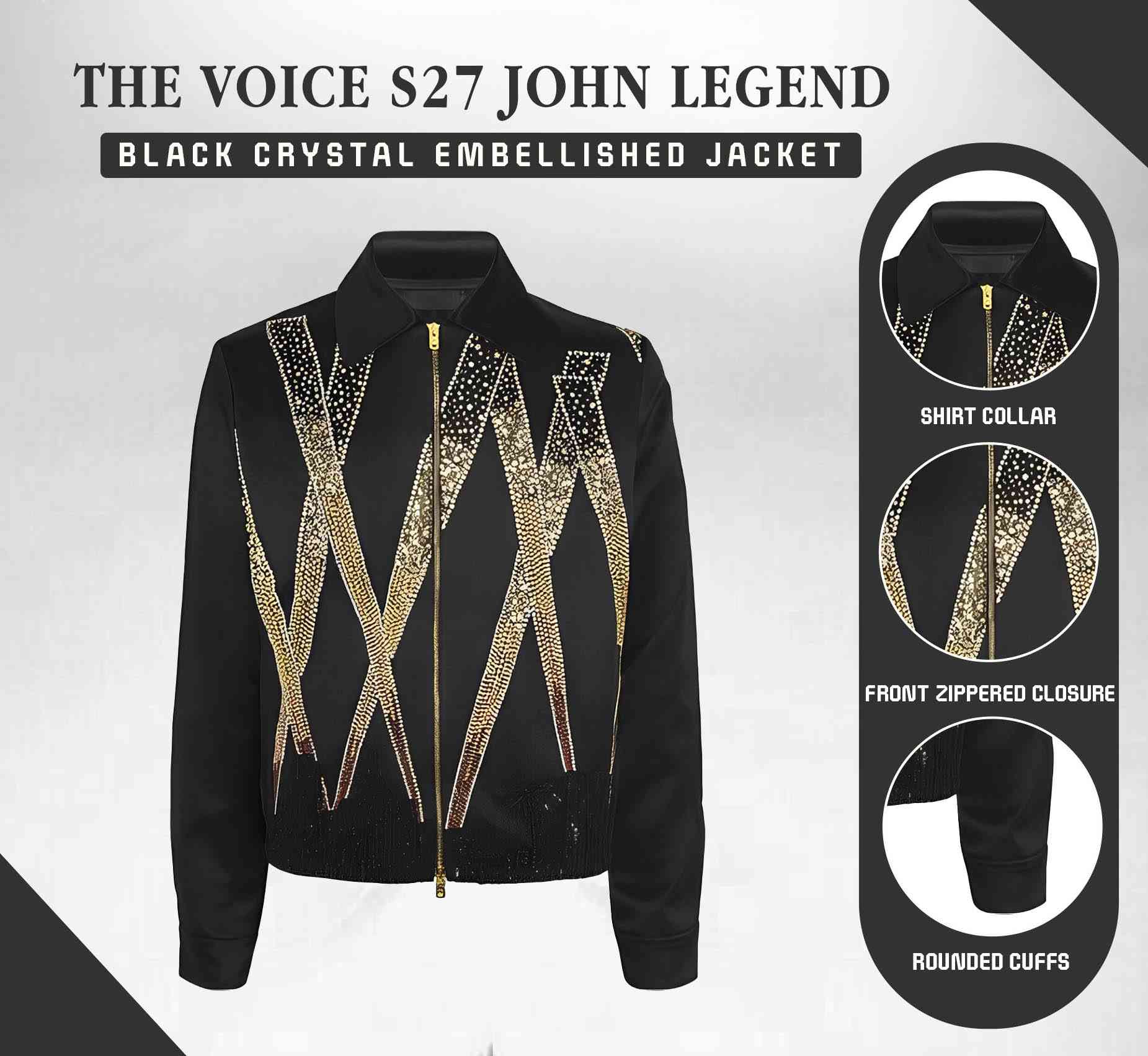 The Voice S27 John legend Black Crystal Embellished jacket (1)