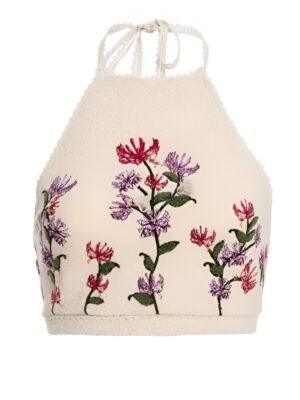 The White Lotus S03 Charlotte Le Bon Embroidered Halter Top
