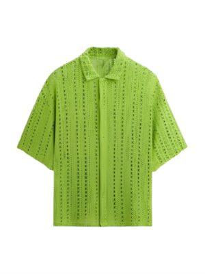 The White Lotus S03 Julian Kostov Lime Crochet Shirt