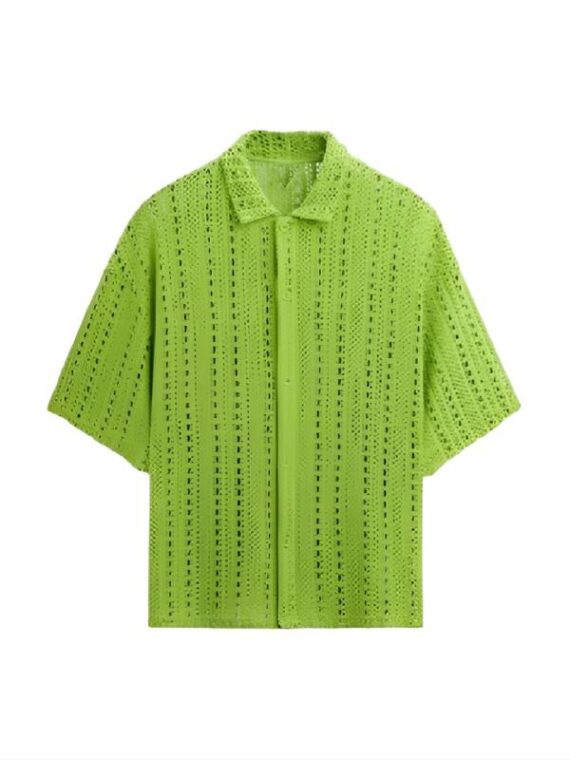 The White Lotus S3 Julian Kostov Lime Crochet Shirt