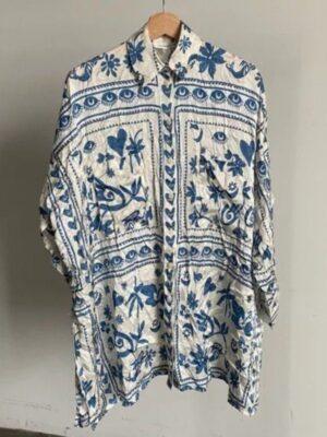 The White Lotus S03 Parker Posey Printed Mini Shirt Dress