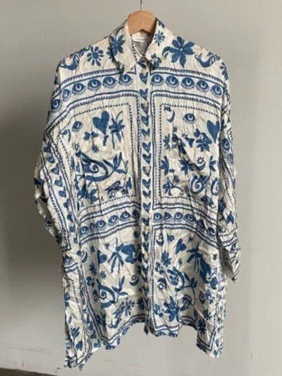 The White Lotus S03 Parker Posey Printed Mini Shirt Dress