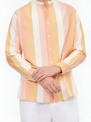 The White Lotus S3 Christian Friedel Orange Striped Shirt
