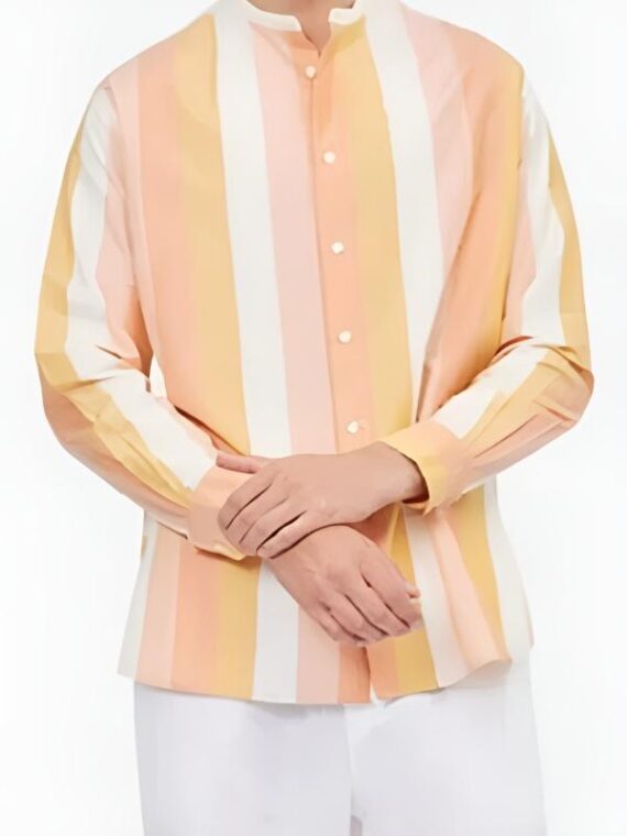 The White Lotus S3 Christian Friedel Orange Striped Shirt