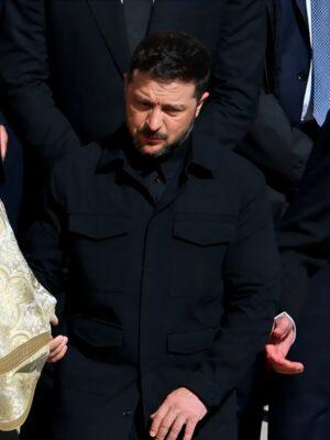 Zelensky Pope Francis Funeral Black Military Style Jacket