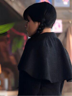 Wednesday S2 Jenna Ortega Black Plaid Coat