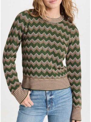 Will Trent S03 Erika Christensen Green Chevron Sweater