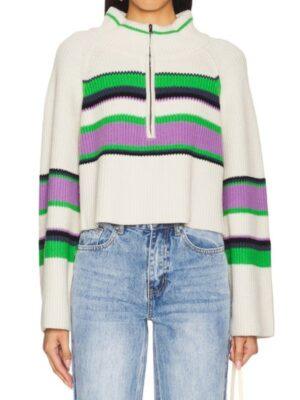 Will Trent S3 Kyrie McAlpin Striped Half Zip Sweater