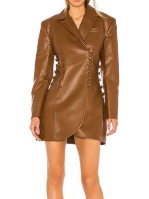 Will Trent S3 Sonja Sohn Brown Leather Mini Dress