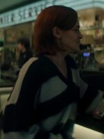 YOU S5 Madeline Brewer Black Striped V Neck Sweater