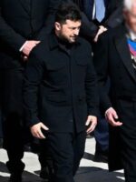 Zelensky Pope Francis Funeral Black Military Style Jacket