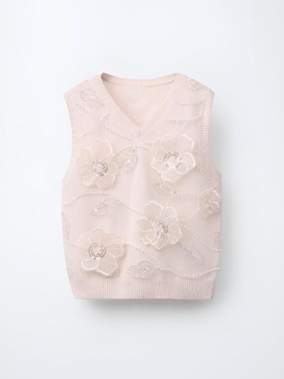 9-1-1 S8 Askyler Bell Beige Floral Knitted Vest