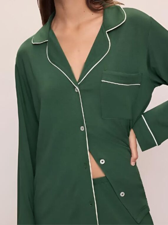 9-1-1 S8 Maddie Kendall Green Contrast Trim Pajama Set