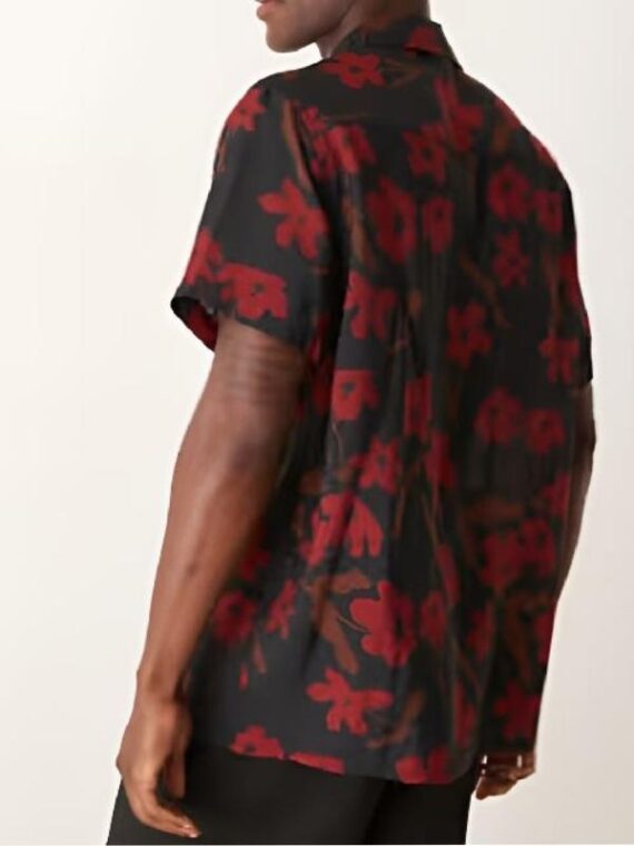 90 Day Hunt For Love Sojaboy Black & Red Floral Print Shirt